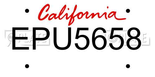 EPU5658 California License Plate