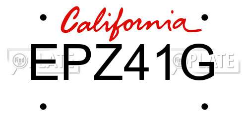 EPZ41G California License Plate