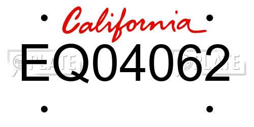 EQ04062 California License Plate