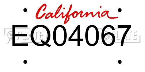 EQ04067 California License Plate
