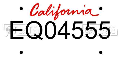 EQ04555 California License Plate