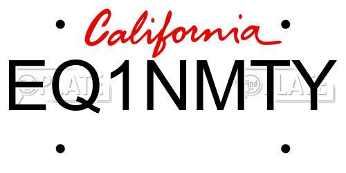 EQ1NMTY California License Plate