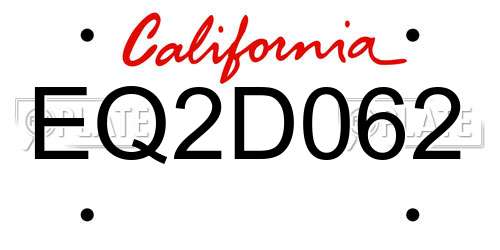 EQ2D062 California License Plate