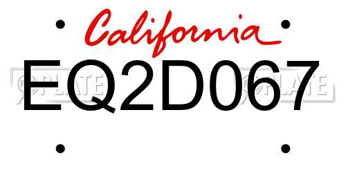 EQ2D067 California License Plate