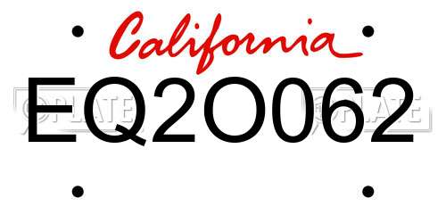 EQ2O062 California License Plate