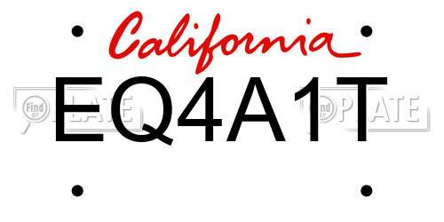 EQ4A1T California License Plate