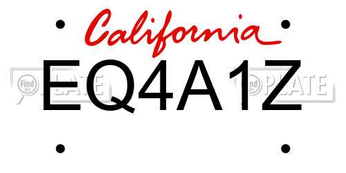 EQ4A1Z California License Plate