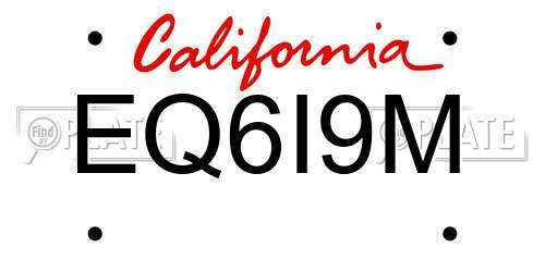 EQ6I9M California License Plate