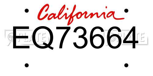 EQ73664 California License Plate