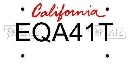 EQA41T California License Plate