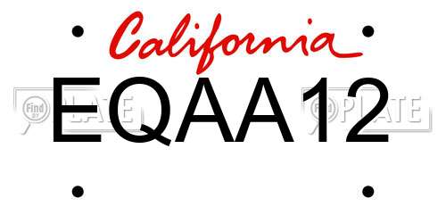 EQAA12 California License Plate