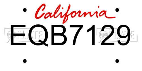 EQB7129 California License Plate