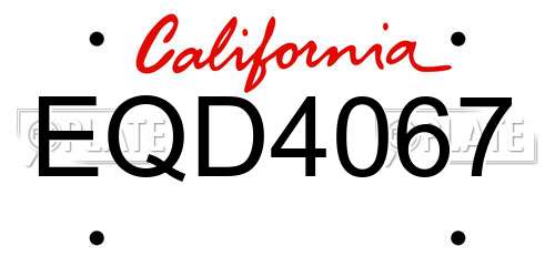 EQD4067 California License Plate