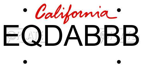 EQDABBB California License Plate
