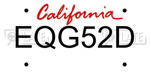EQG52D California License Plate
