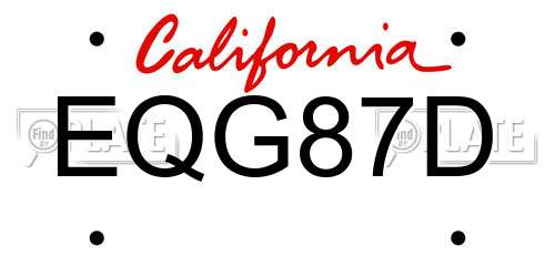 EQG87D California License Plate