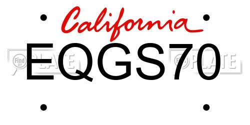 EQGS70 California License Plate