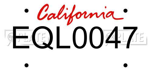 EQL0047 California License Plate