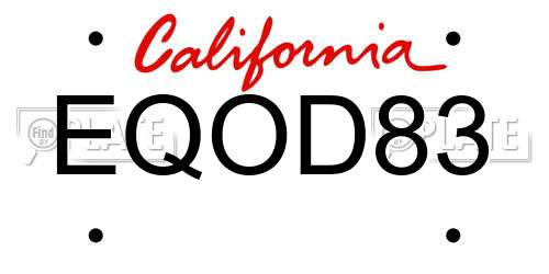EQOD83 California License Plate