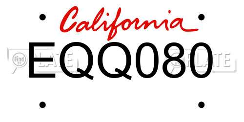 EQQ080 California License Plate