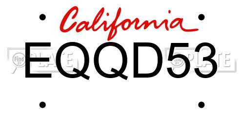 EQQD53 California License Plate