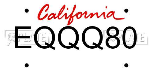 EQQQ80 California License Plate