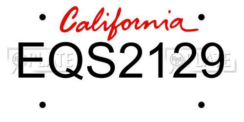 EQS2129 California License Plate