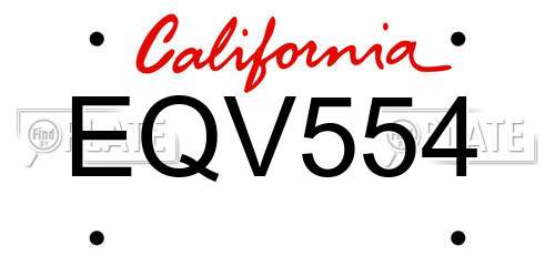 EQV554 California License Plate