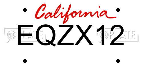 EQZX12 California License Plate
