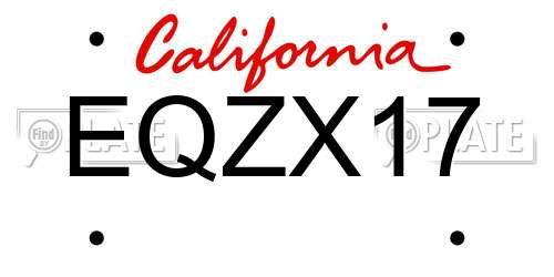 EQZX17 California License Plate