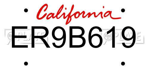 ER9B619 California License Plate