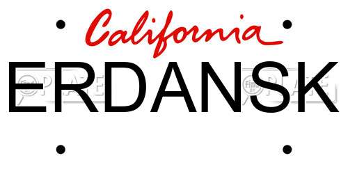 ERDANSK California License Plate