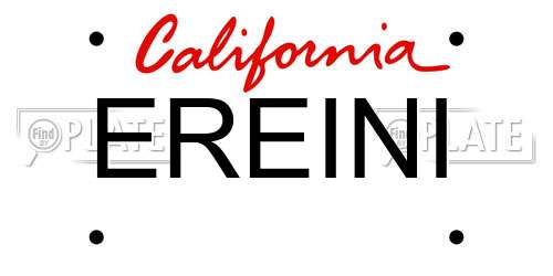 EREINI California License Plate