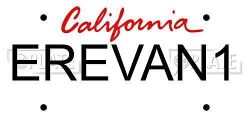 EREVAN1 California License Plate