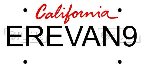 EREVAN9 California License Plate
