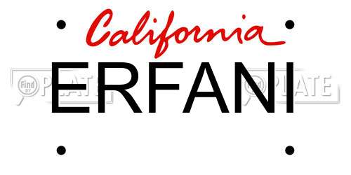 ERFANI California License Plate