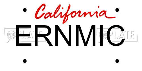 ERNMIC California License Plate