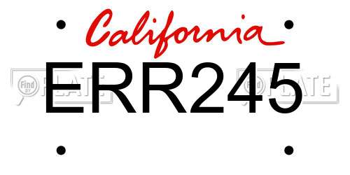 ERR245 California License Plate