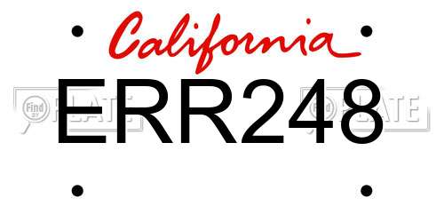 ERR248 California License Plate