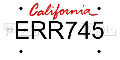 ERR745 California License Plate