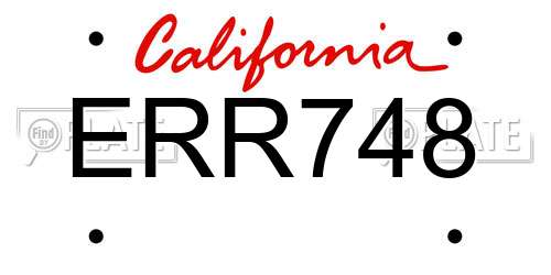 ERR748 California License Plate