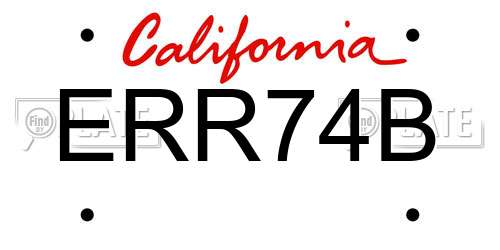 ERR74B California License Plate