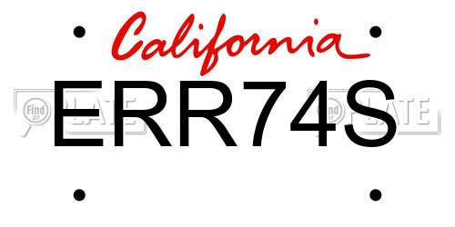 ERR74S California License Plate