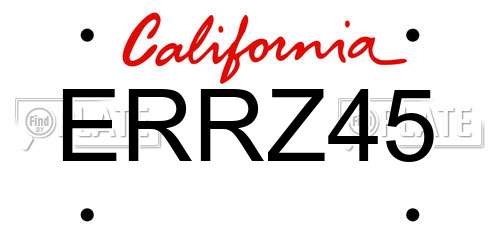 ERRZ45 California License Plate