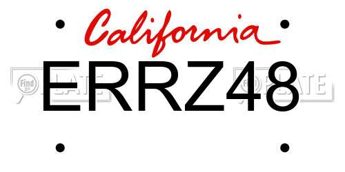 ERRZ48 California License Plate