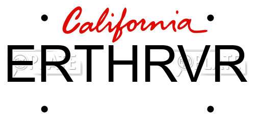 ERTHRVR California License Plate