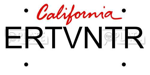 ERTVNTR California License Plate