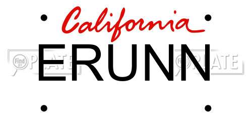 ERUNN California License Plate