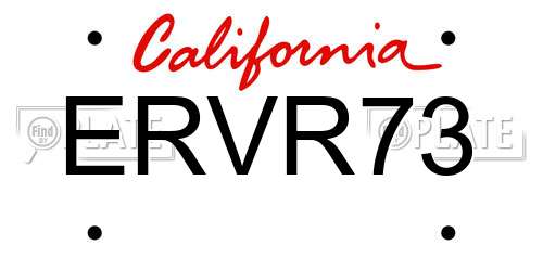 ERVR73 California License Plate