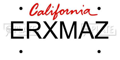 ERXMAZ California License Plate